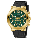 Guess Edge Chronograph Green Dial Black Leather Strap Watch For Men - GW0492G3 Buy Now By Guess