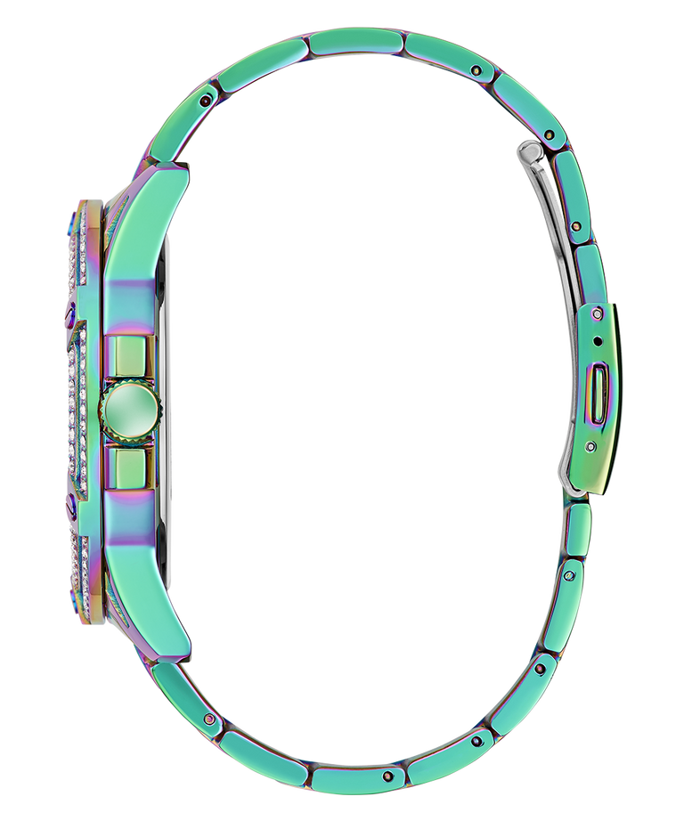 Guess King Iridescent Multifunction Multicolor Dial Purple Steel Strap Watch For Men - GW0497G3 Buy Now By Guess