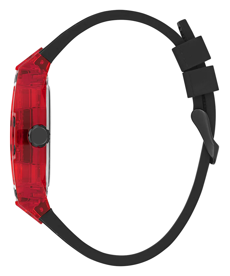Guess Phoenix Multifunction Analog Red Dial Black Silicone Strap Watch For Men - GW0499G4 Buy Now By Guess