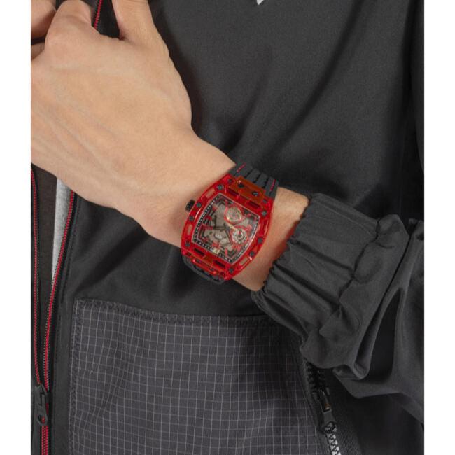 Guess Phoenix Multifunction Analog Red Dial Black Silicone Strap Watch For Men - GW0499G4 Buy Now By Guess
