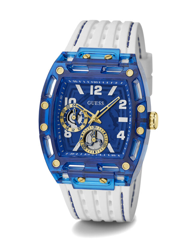 Guess Phoenix Analog Blue Dial White Silicone Strap Watch For Men - GE0499G6 Buy Now By Guess