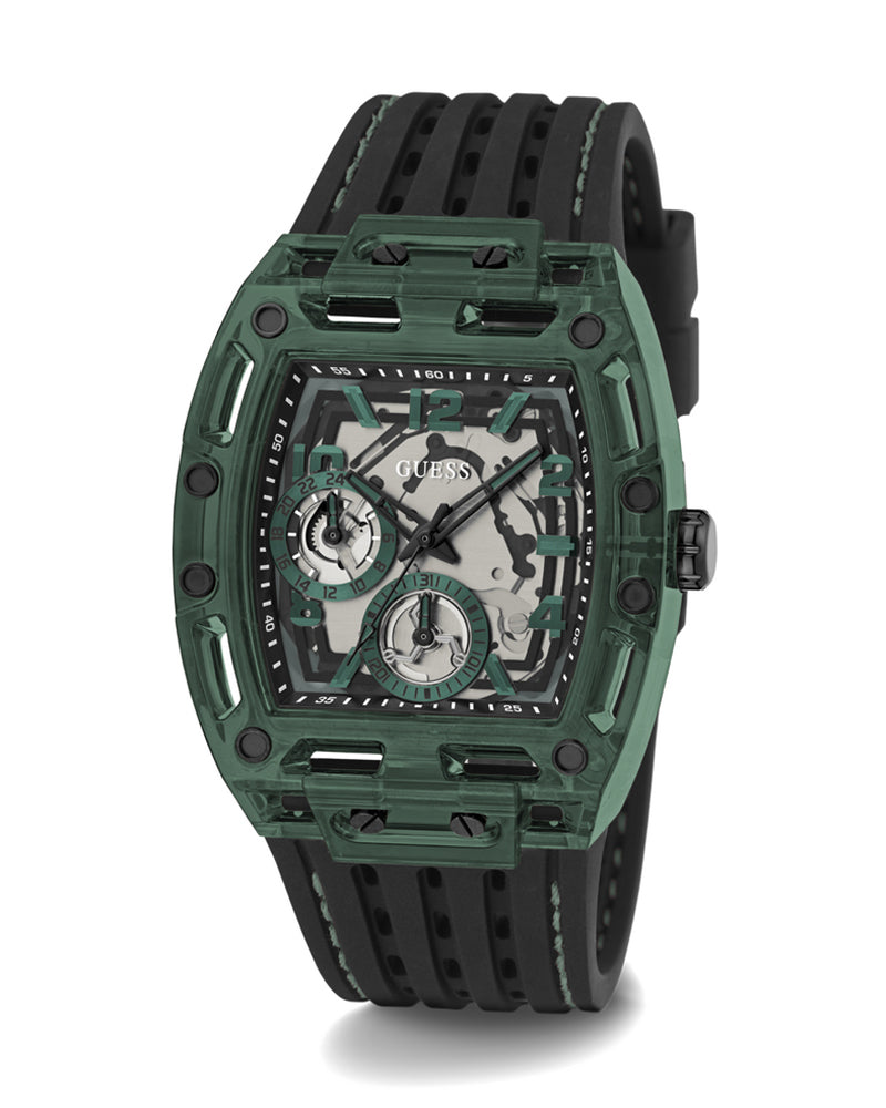 Guess Phoenix Analog Black Dial Black Silicone Strap Watch For Men- GW0499G7 Buy Now By Guess