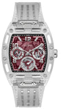 Guess Phoenix Quartz Burgundy Dial Transparent Silicone Strap Watch For Men - GW0499G9 Buy Now By Guess