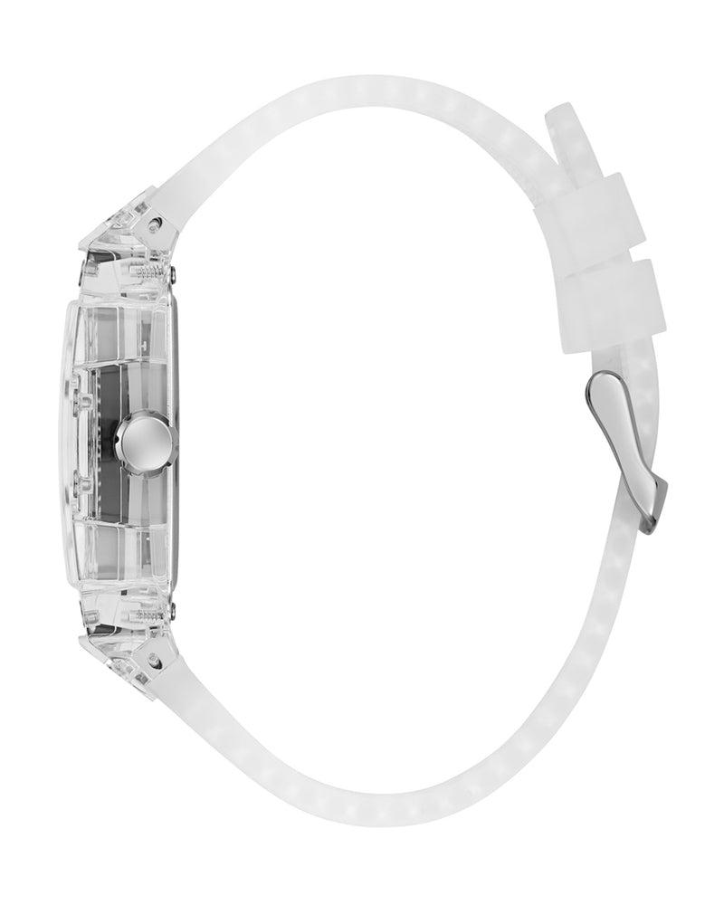 Guess Phoenix Quartz Burgundy Dial Transparent Silicone Strap Watch For Men - GW0499G9 Buy Now By Guess