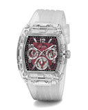 Guess Phoenix Quartz Burgundy Dial Transparent Silicone Strap Watch For Men - GW0499G9 Buy Now By Guess