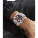 Guess Phoenix Quartz Burgundy Dial Transparent Silicone Strap Watch For Men - GW0499G9 Buy Now By Guess
