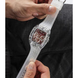 Guess Phoenix Quartz Burgundy Dial Transparent Silicone Strap Watch For Men - GW0499G9 Buy Now By Guess