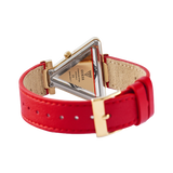 Guess Fame Quartz Gold Dial Red Leather Strap Watch For Women - GW0504L2 Buy Now By Guess