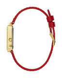 Guess Fame Quartz Gold Dial Red Leather Strap Watch For Women - GW0504L2 Buy Now By Guess