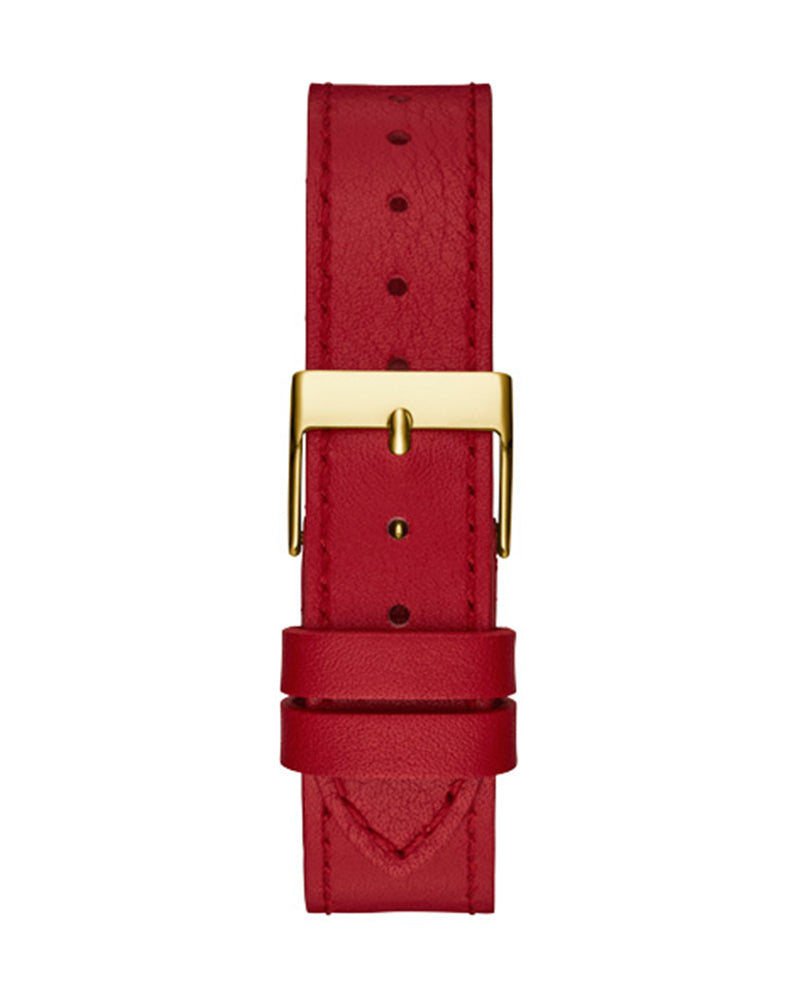 Guess Fame Quartz Gold Dial Red Leather Strap Watch For Women - GW0504L2 Buy Now By Guess