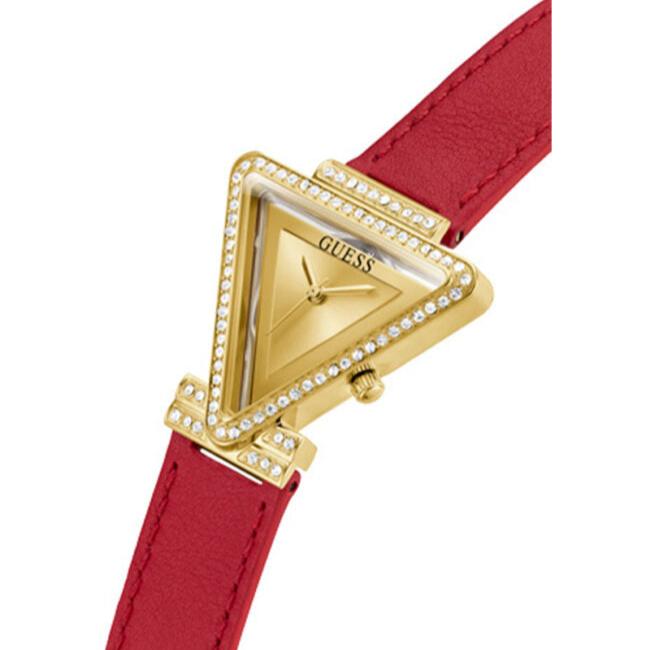 Guess Fame Quartz Gold Dial Red Leather Strap Watch For Women - GW0504L2 Buy Now By Guess