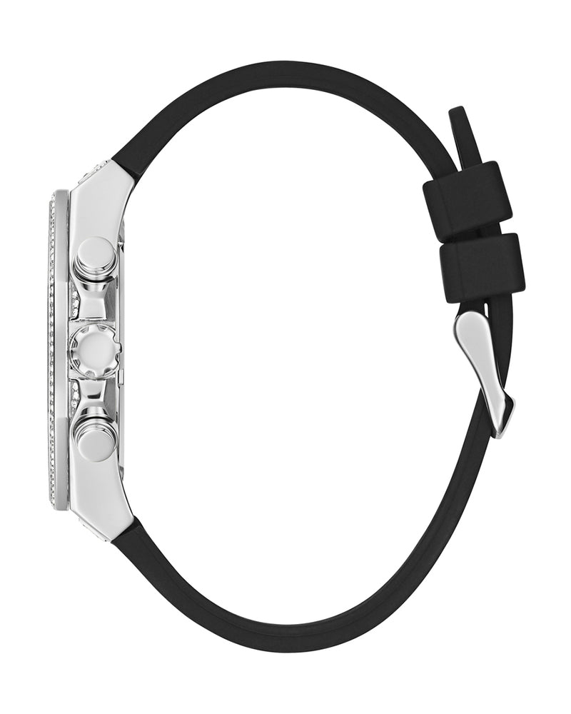 Guess Momentum Chronograph Crystals Black Dial Black Silicone Strap Watch For Men - GW0518G1 Buy Now By Guess