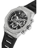 Guess Momentum Chronograph Crystals Black Dial Black Silicone Strap Watch For Men - GW0518G1 Buy Now By Guess