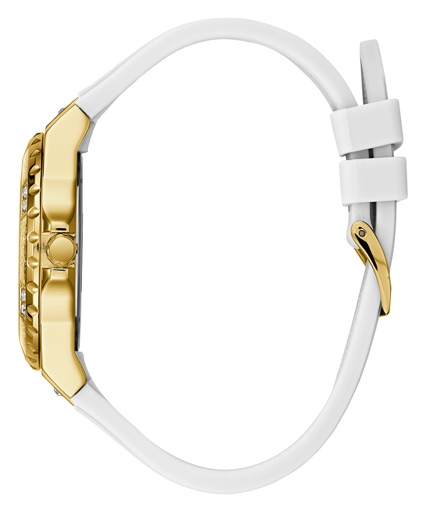 Guess Multifunction Gold Dial White Rubber Strap Watch for Women - GW0519L2 Buy Now By Guess