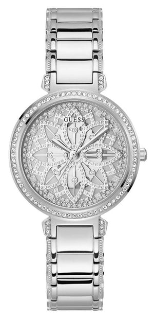 Guess Lily Quartz Silver Dial Silver Steel Strap Watch For Women - GW0528L1 Buy Now By Guess
