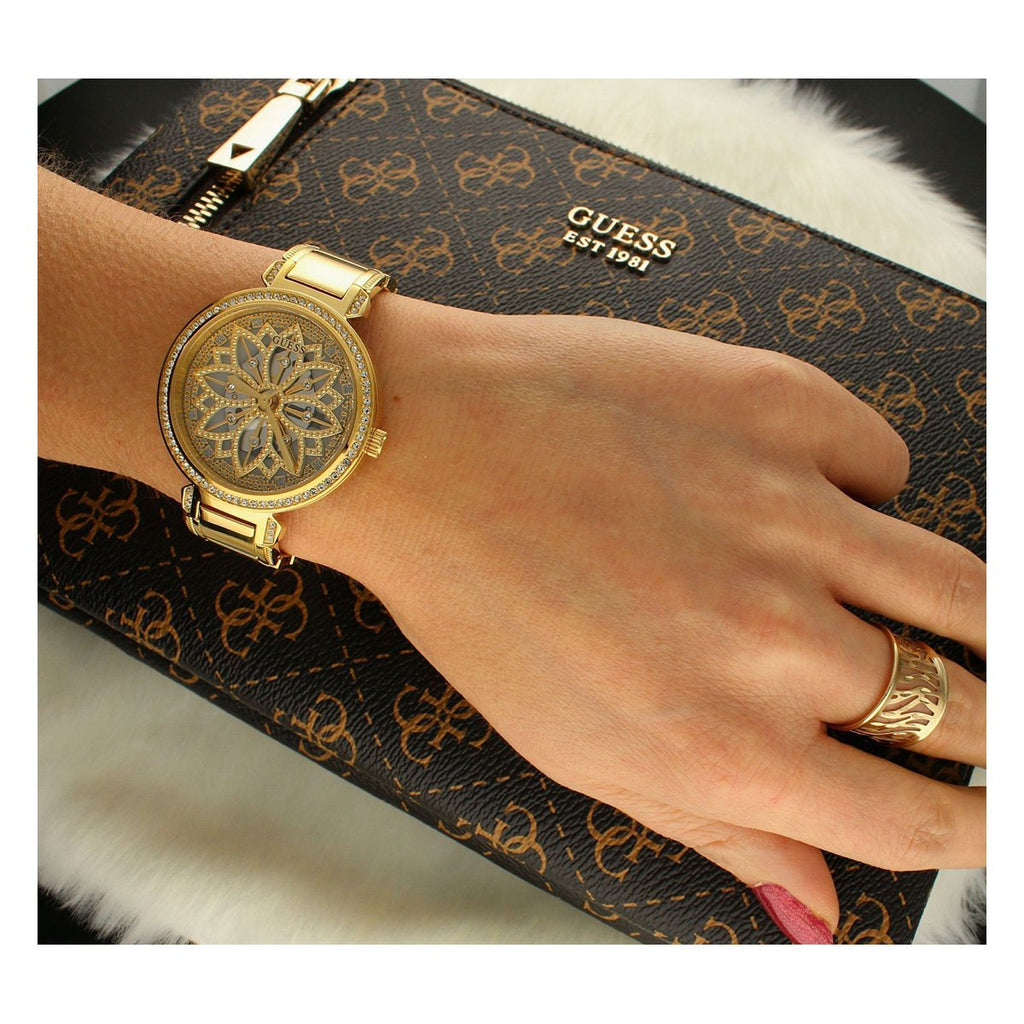 Guess Lily Quartz Gold Dial Gold Steel Strap Watch For Women - GW0528L2 Buy Now By Guess
