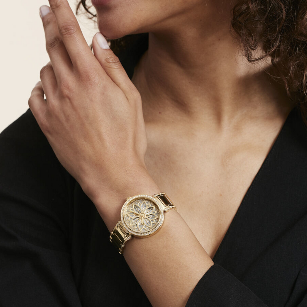 Guess Lily Quartz Gold Dial Gold Steel Strap Watch For Women - GW0528L2 Buy Now By Guess