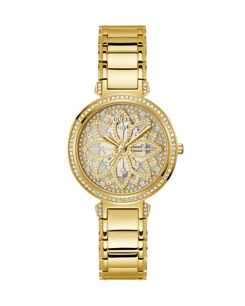 Guess Lily Quartz Gold Dial Gold Steel Strap Watch For Women - GW0528L2 Buy Now By Guess