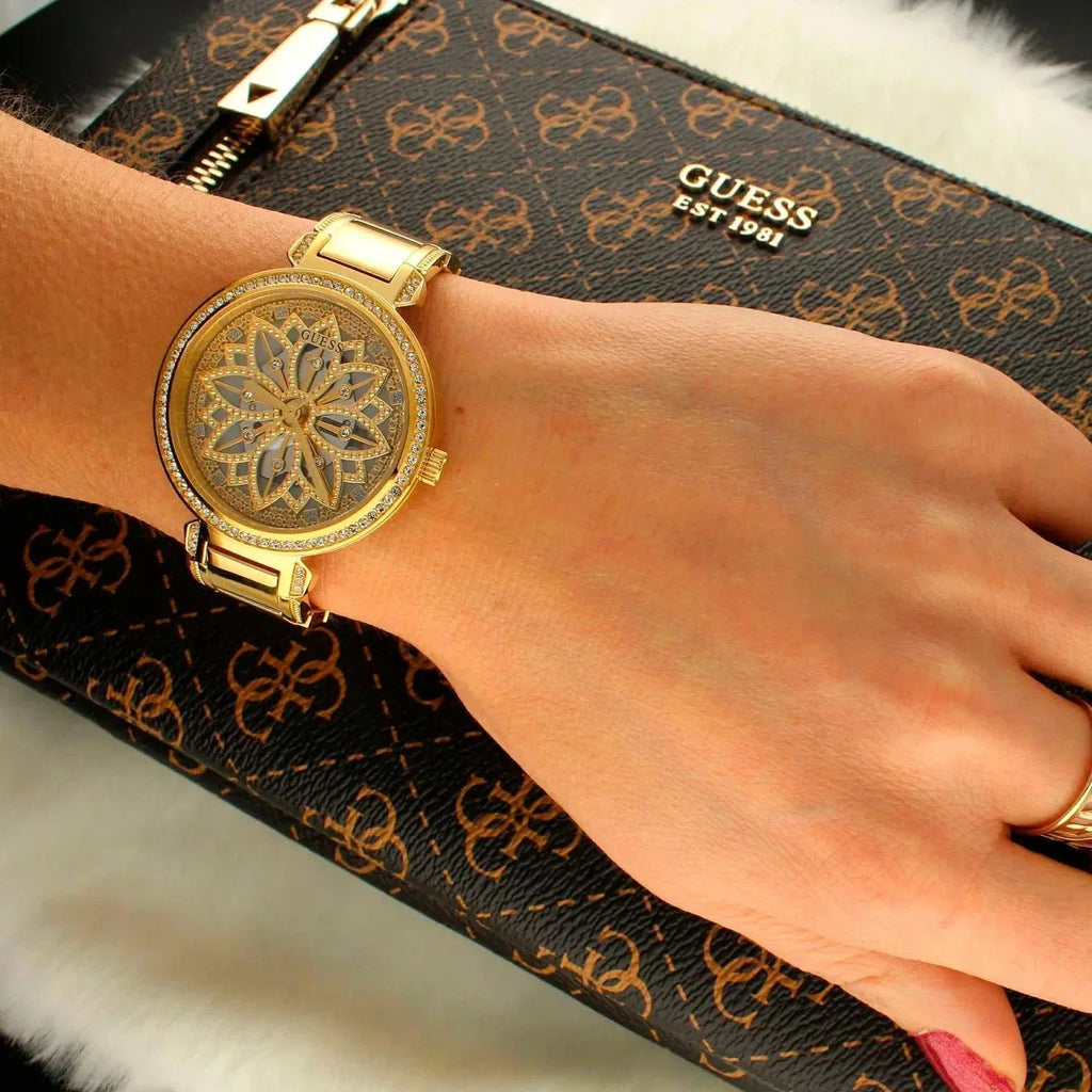 Guess Lily Quartz Gold Dial Gold Steel Strap Watch For Women - GW0528L2 Buy Now By Guess