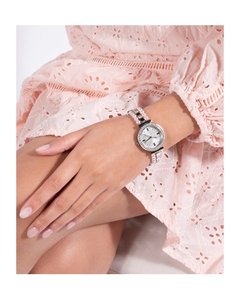 Guess Gala Diamonds Silver Dial Two Tone Steel Strap Watch for Women - GW0531L1 Buy Now By Guess