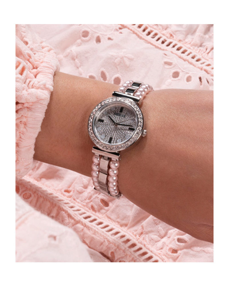 Guess Gala Diamonds Silver Dial Two Tone Steel Strap Watch for Women - GW0531L1 Buy Now By Guess