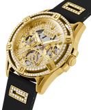 Guess Queen Quartz Gold Dial Black Silicone Strap Watch For Women - GW0536L3 Buy Now By Guess