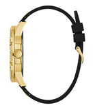 Guess King Quartz Crystals Gold Dial Black Silicone Strap Watch For Men - GW0537G2 Buy Now By Guess