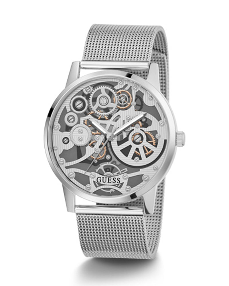 Guess Gadget Silver Dial Silver Mesh Bracelet Watch for Men - GW0538G1 Buy Now By Guess