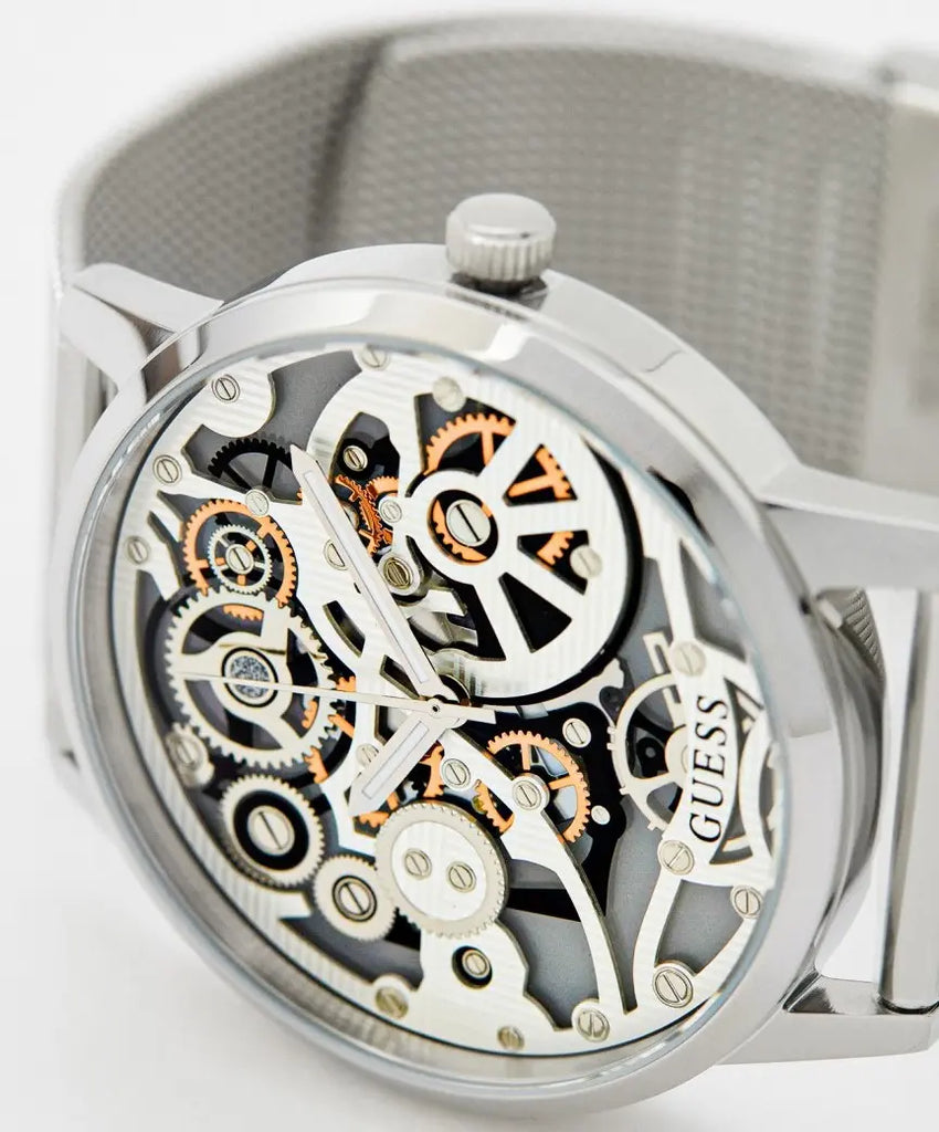 Guess Gadget Silver Dial Silver Mesh Bracelet Watch for Men - GW0538G1 Buy Now By Guess