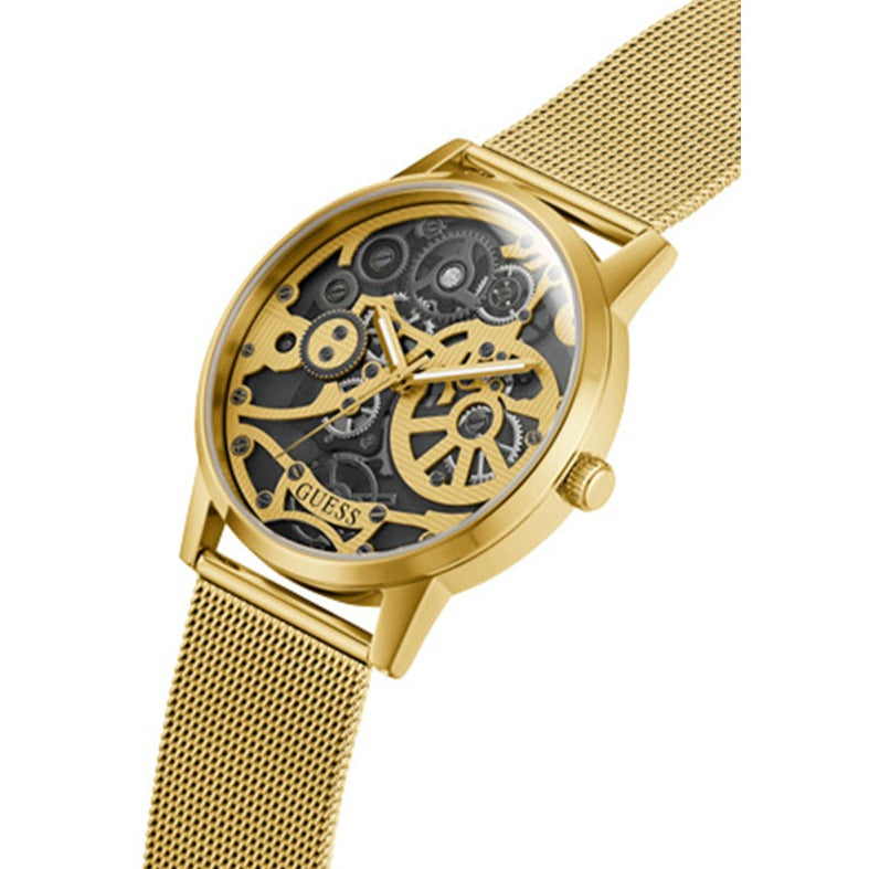 Guess Gadget Gold Dial Gold Mesh Bracelet Watch for Men - GW0538G2 Buy Now By Guess