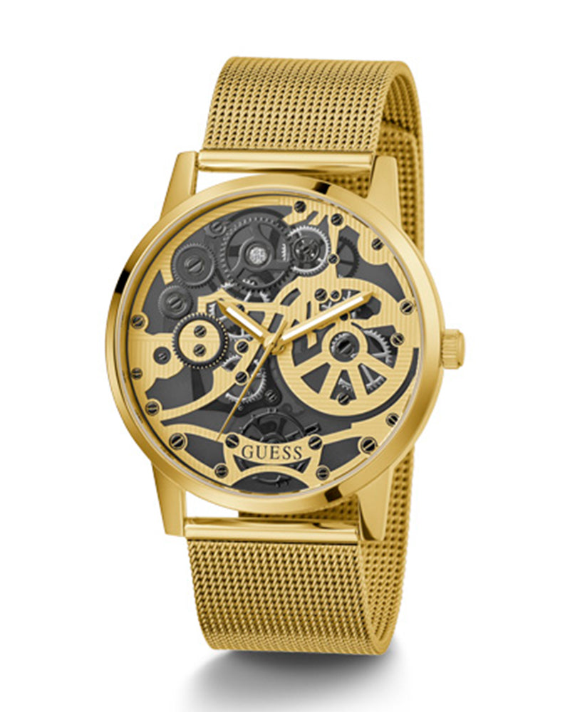 Guess Gadget Gold Dial Gold Mesh Bracelet Watch for Men - GW0538G2 Buy Now By Guess