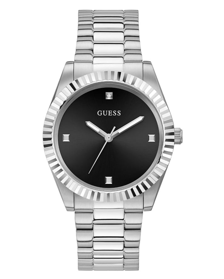 Guess Connoisseur Analog Black Dial Silver Steel Strap Watch For Men - GW0542G1 Buy Now By Guess