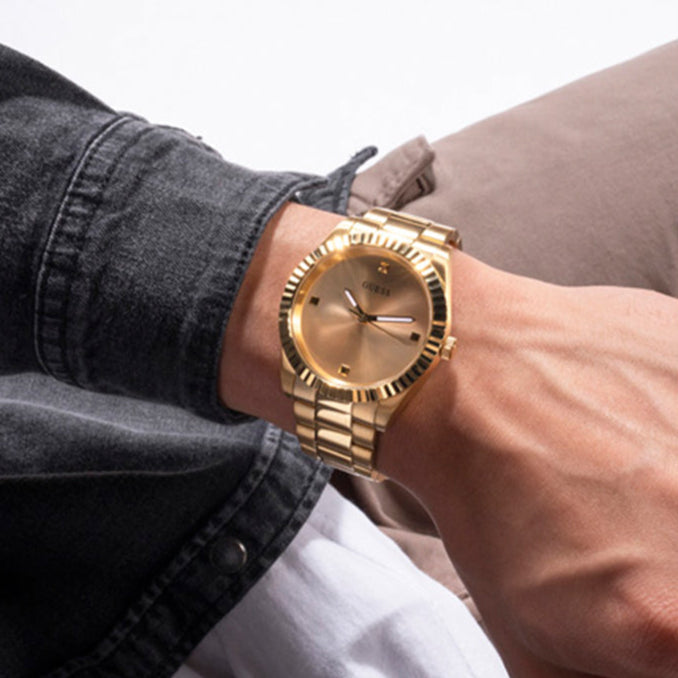 Guess Connoisseur Analog Gold Dial Gold Steel Strap Watch For Men - GW0542G2 Buy Now By Guess