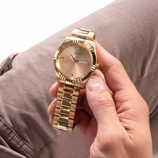 Guess Connoisseur Analog Gold Dial Gold Steel Strap Watch For Men - GW0542G2 Buy Now By Guess