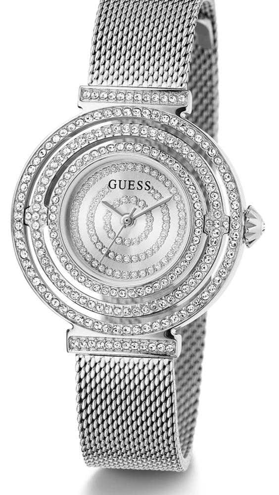 Guess Dream Crystals Silver Dial Silver Mesh Strap Watch For Women - GW0550L1 Buy Now By Guess
