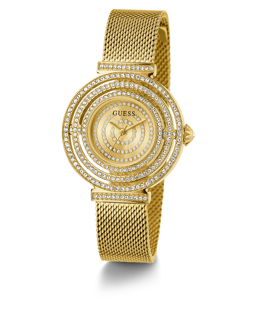 Guess Dream Quartz Gold Dial Gold Mesh Strap Watch For Women - GW0550L2 Buy Now By Guess