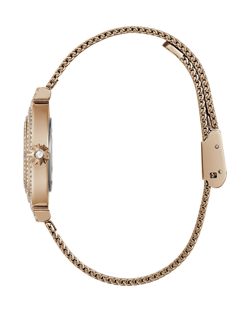 Guess Dream Crystals Rose Gold Dial Rose Gold Mesh Bracelet Watch For Women - GW0550L3 Buy Now By Guess