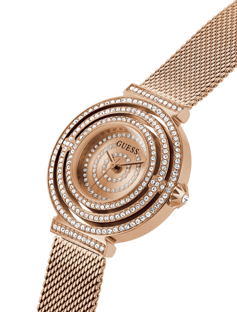 Guess Dream Crystals Rose Gold Dial Rose Gold Mesh Bracelet Watch For Women - GW0550L3 Buy Now By Guess