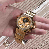 Guess Fusion Chronograph Gold Dial Gold Steel Strap Watch for Women - GW0552L2