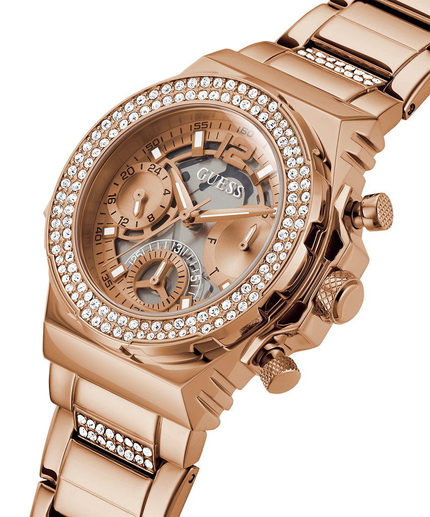 Guess Fusion Chronograph Rose Gold Dial Rose Gold Steel Strap Watch for Women - GW0552L3 Buy Now By Guess