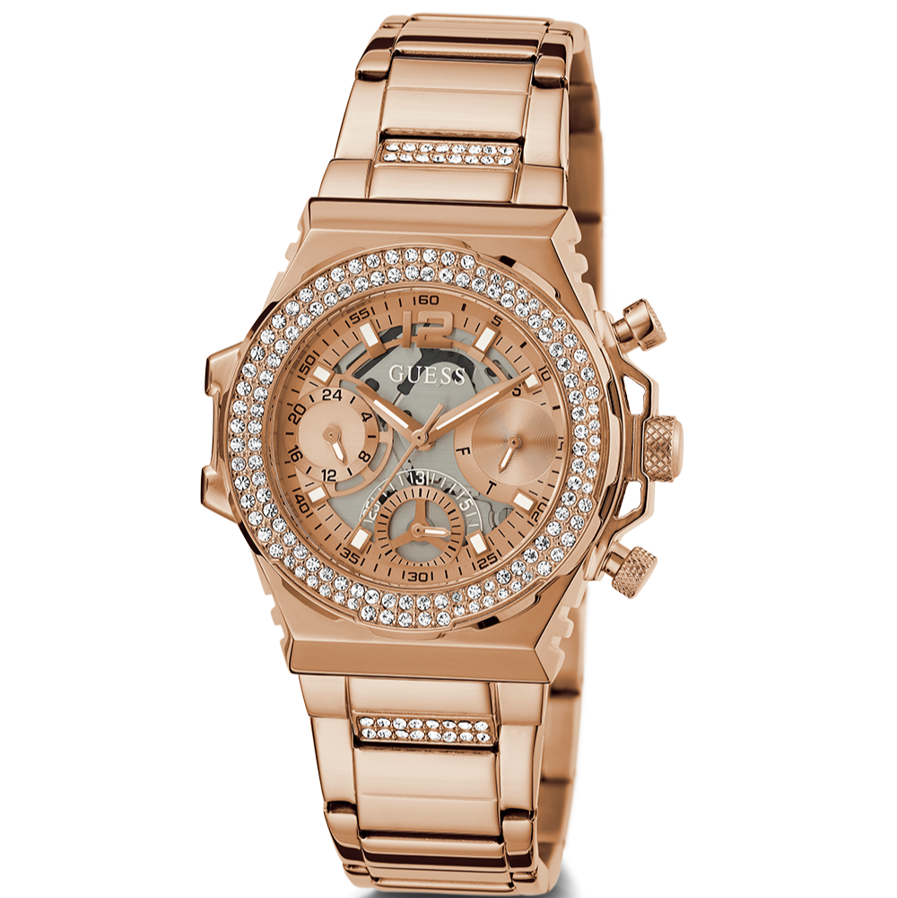 Guess Fusion Chronograph Rose Gold Dial Rose Gold Steel Strap Watch for Women - GW0552L3 Buy Now By Guess