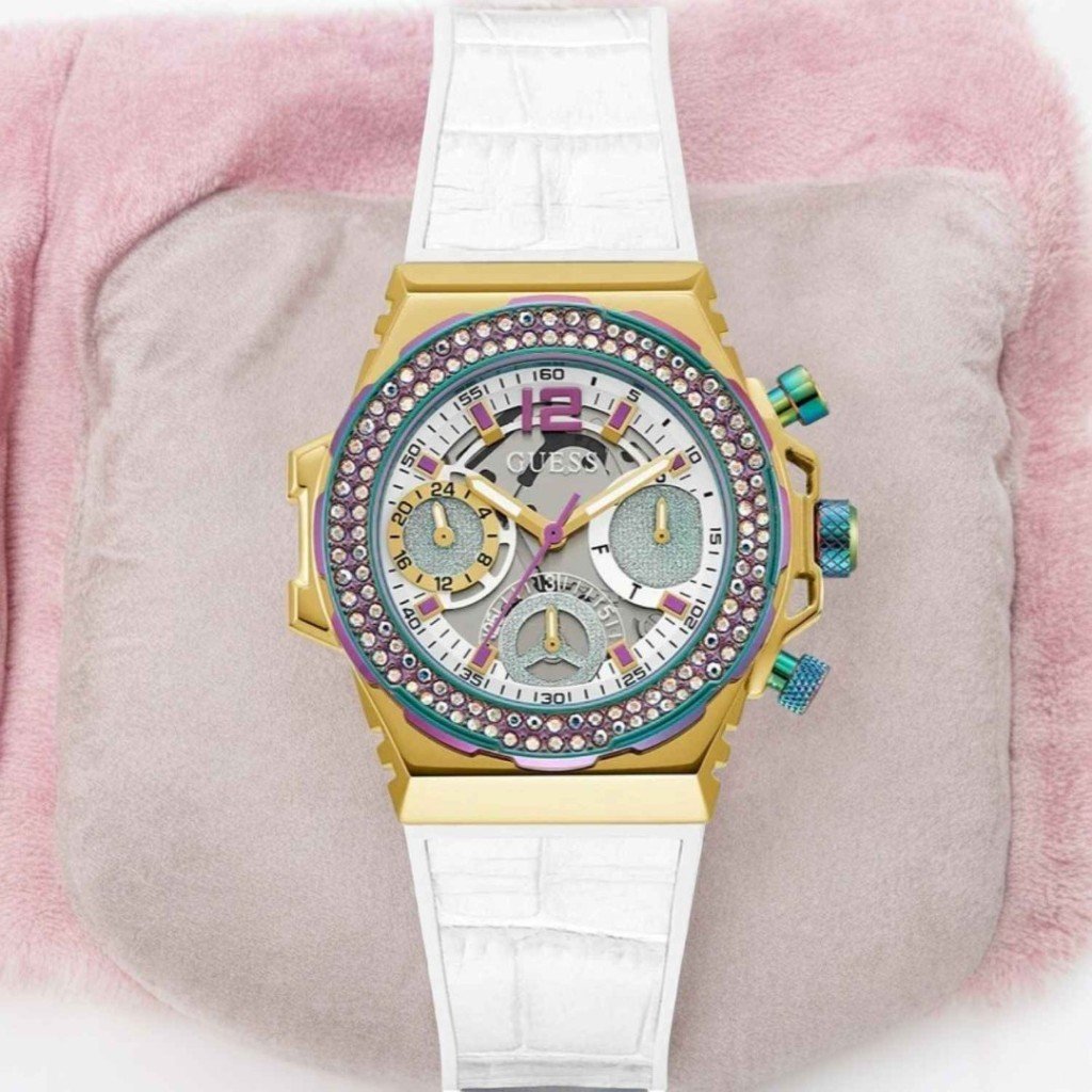 Guess Fusion Chronograph White Dial White Leather Strap Watch For Women - GW0553L2 Buy Now By Guess