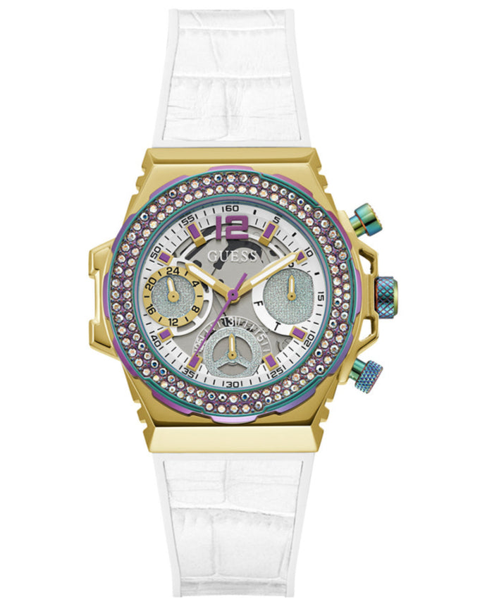 Guess Fusion Chronograph White Dial White Leather Strap Watch For Women - GW0553L2 Buy Now By Guess