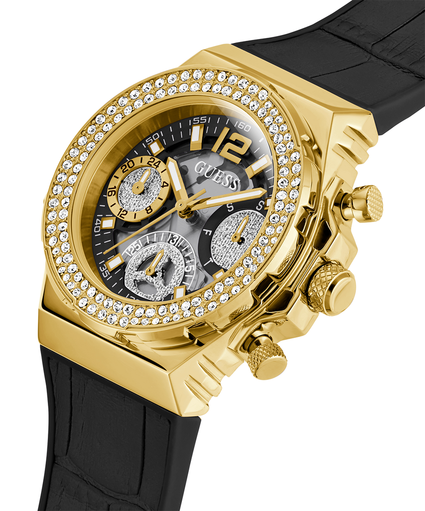 Guess Fusion Chronograph Black Dial Black Leather Strap Watch For Women - GW0553L4 Buy Now By Guess