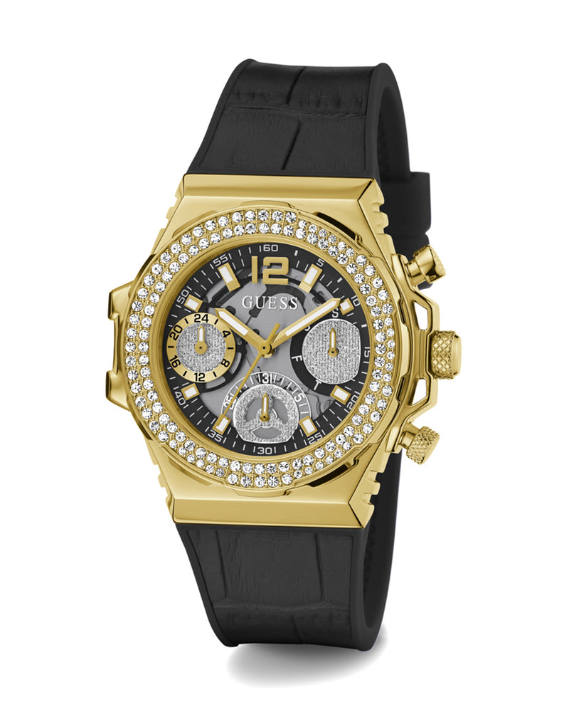 Guess Fusion Chronograph Black Dial Black Leather Strap Watch For Women - GW0553L4 Buy Now By Guess