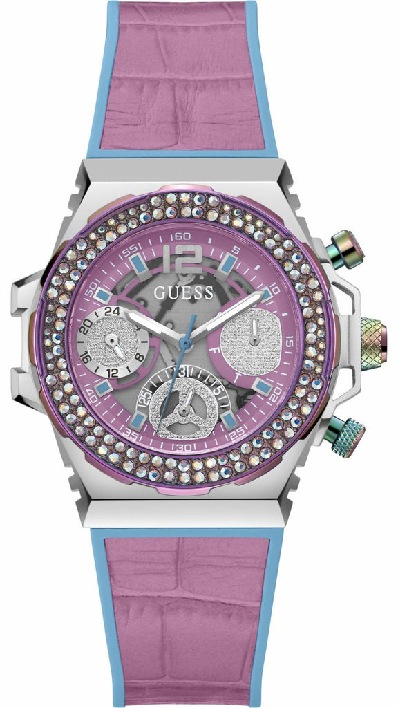 Guess Fusion Chronograph Pink Dial Pink Leather Strap Watch for Women - GW0553L5 Buy Now By Guess
