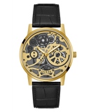 Guess Gadget Gold Dial Black Leather Strap Watch for Men - GW0570G1 Buy Now By Guess