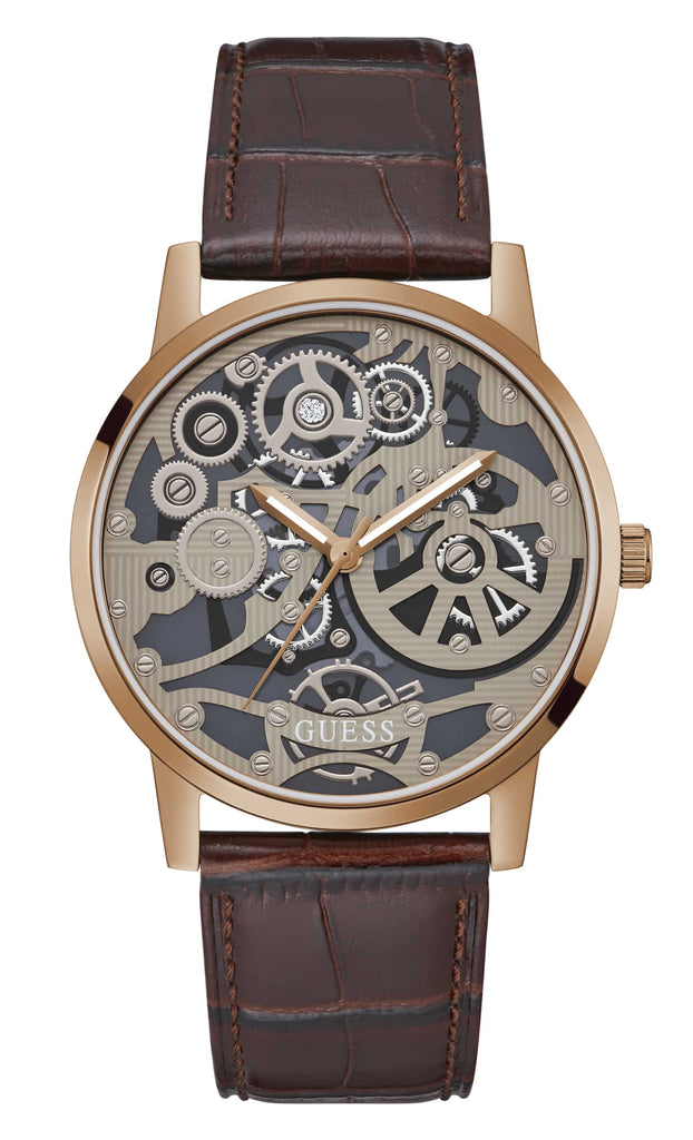 Guess Gadget Brown Dial Brown Leather Strap Watch for Men - GW0570G2 Buy Now By Guess