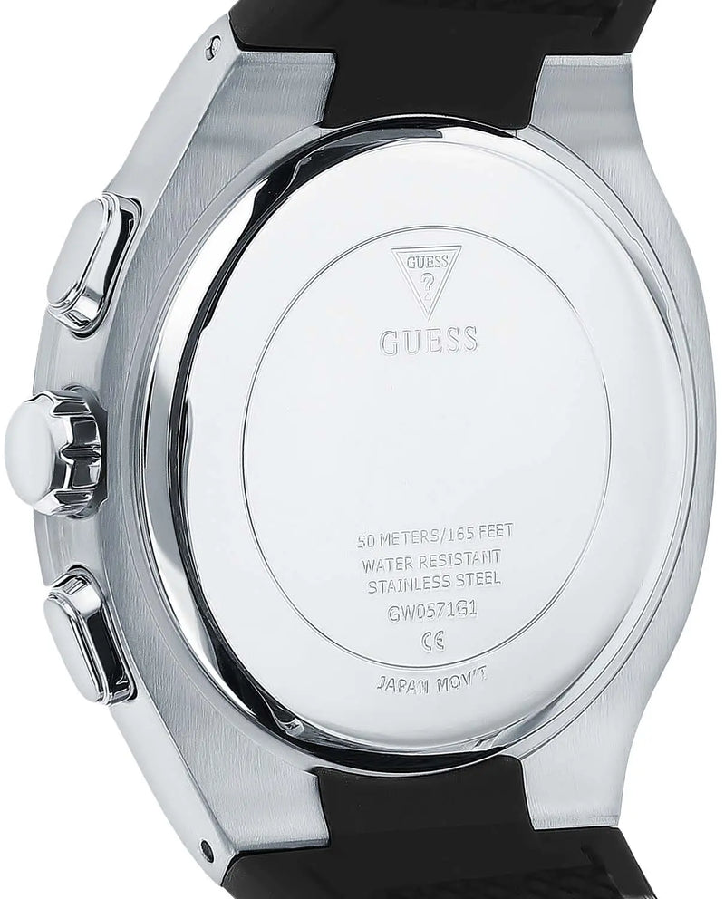 Guess Headline Chronograph Grey Dial Black Rubber Strap Watch for Men - GW0571G1 Buy Now By Guess