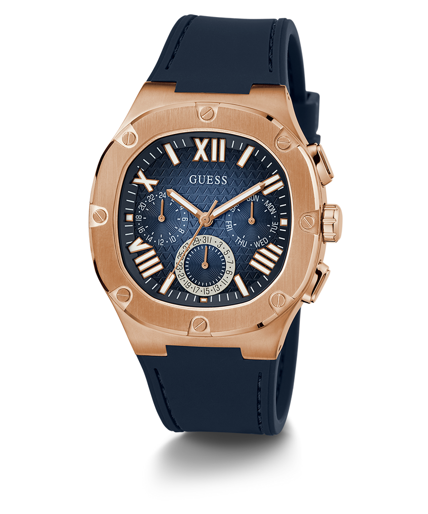 Guess Headline Multifunction Quartz Blue Dial Blue Silicone Strap Watch For Men - GW0571G2 Buy Now By Guess